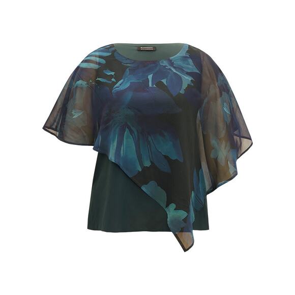 Size 18 - 20 • 2x • BloomChic • Floral Mesh Asymmetrical Dolman Sleeve Blouse - Picture 6 of 7